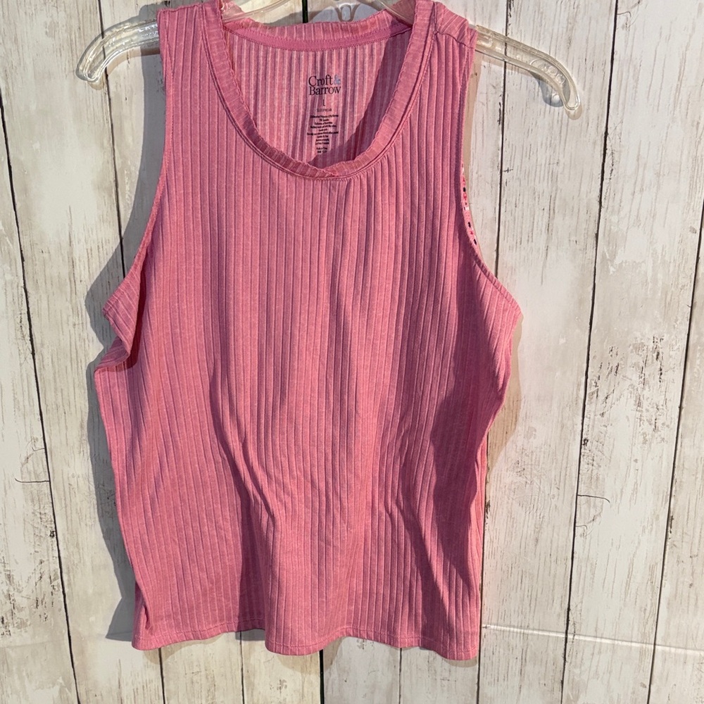Croft & Barrow Pink Sleeveless Ribbed Pajama Top